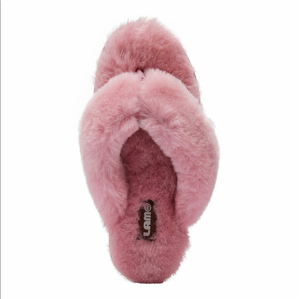 Lamo Pink Plush Sheepskin Slippers, Sz 10.5-11 !